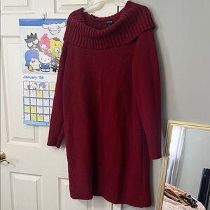 Torrid Deep Red Cowl Neck Sweater Dress